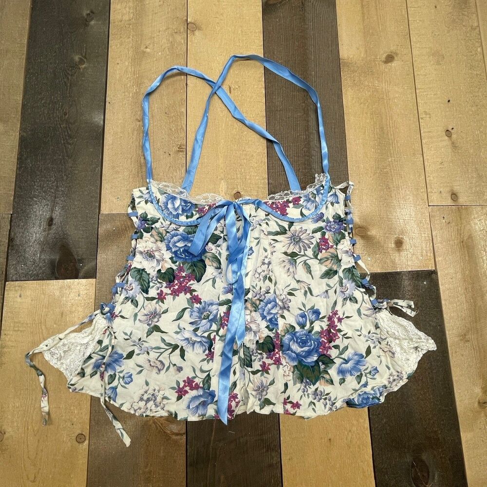 Handmade SMALL Cottagecore Floral Corset Top Cupped Bust Side Lace Bustier